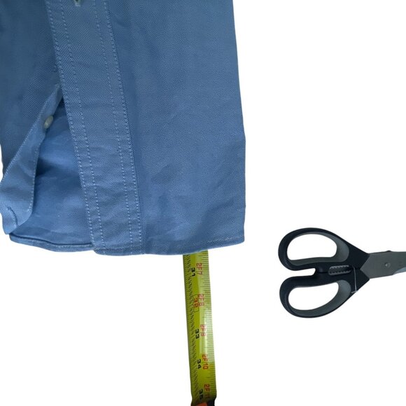 Chaps Mens Stretch Cotton Long Sleeve Button-Down Shirt XXL Blue Embroidery Logo - Picture 8 of 9